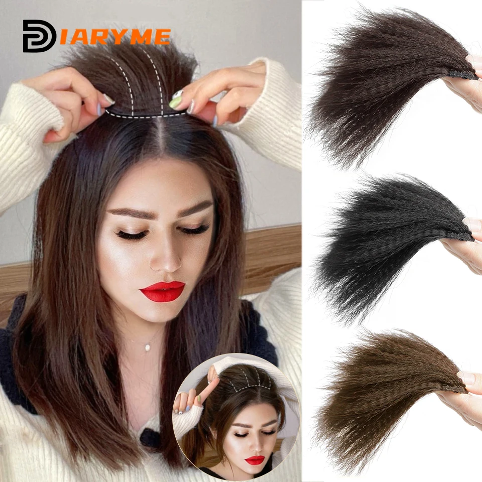 Synthetic Textured Perm Hair Pad Hair Extension Clip In Hair Invisable Hair Pads Overhead Hair Piece Increase Hair Volume Wigs