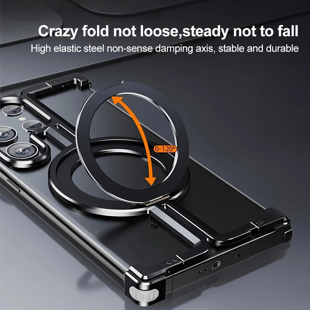 Metal Magnetic Case Fall Resistance Magnetic Charging Strap Bracket for Samsung Galaxy S24 Ultra: 3 - 5 Days Free Delivery Only UK