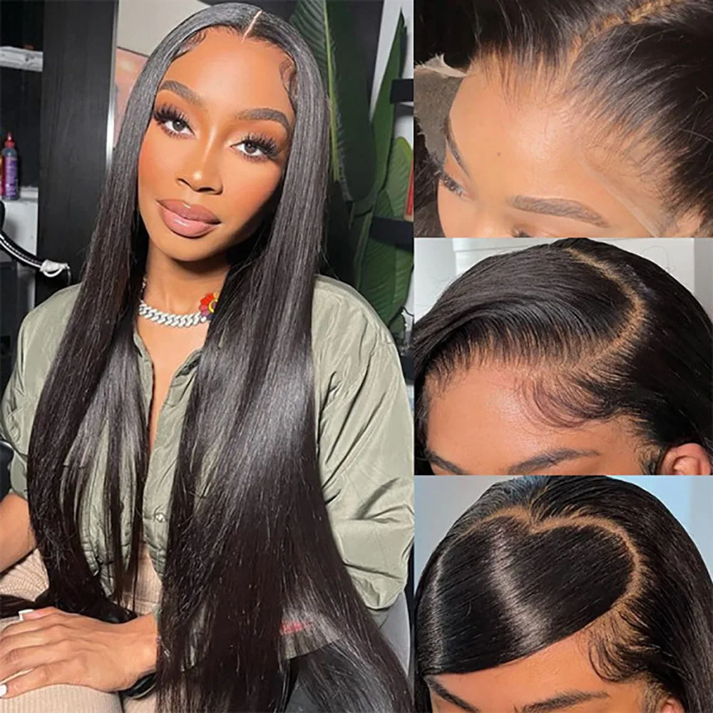 Straight Lace Front Human Hair Wig 13x4 HD Transparent Lace Frontal Wig Bone Straight 4x4 Glueless Human Hair Wigs for Women