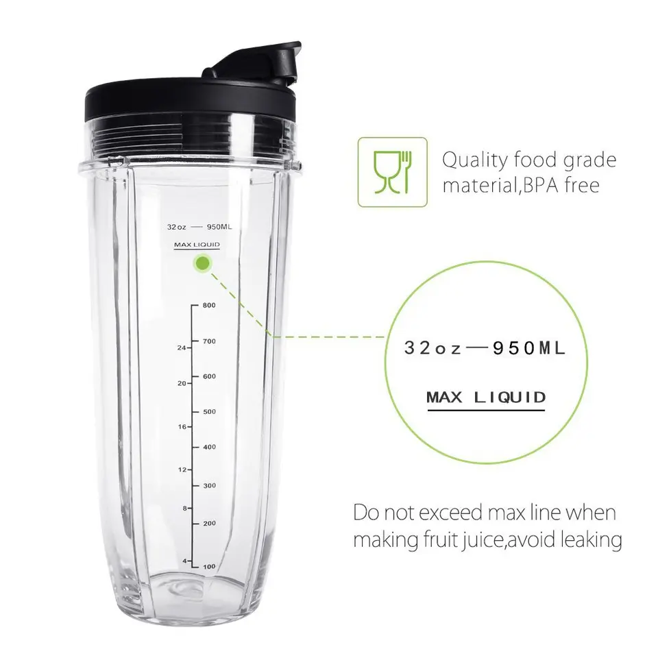 Parti Di Ricambio per Frullatori, Confezione Da 2 24 Oz Tazza Di Ricambio per Magic Bullet 250 W Con Coperchio, Frullatore Ricambi, Lama a Croce Magic Bullet per Frullatore Magic Bullet 1001
