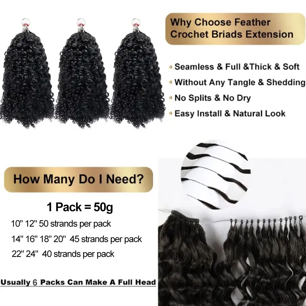 Kinky Curly Pre-Separated Miracle Knots Crochet 100% Human Hair Extensions Boho Braids Feathered Human Crochet Hair For Braiding 6