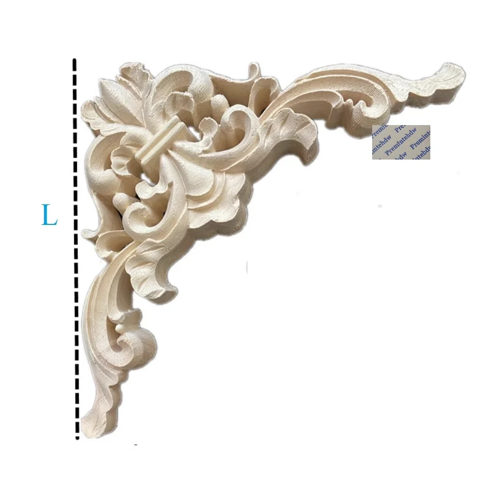 4Pcs Unpainted Wood Corner Applique Decorative Furniture Cabinet Onlay DIY