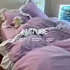 INS Princess Style Bedding Sets Ruffle Lace Bow Quilt Cover Romantic Bedclothes Decor Woman Girls Bedroom Duvet Cover 4pcs 5