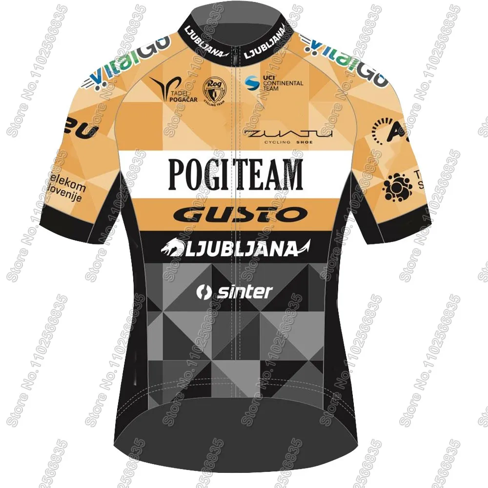 Ljubljana Gusto Team 2025 Cycling Set Men Short Sleeve Slovenia Clothing Orange Road Bike Shirts Suit Bicycle Bib Shorts MTB 5