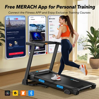 MERACH Foldable Treadmill T12 Incline Quiet Treadmills Double Deck Technology 4 Silicone Shock Cushion Heart Rate Monitoring 2