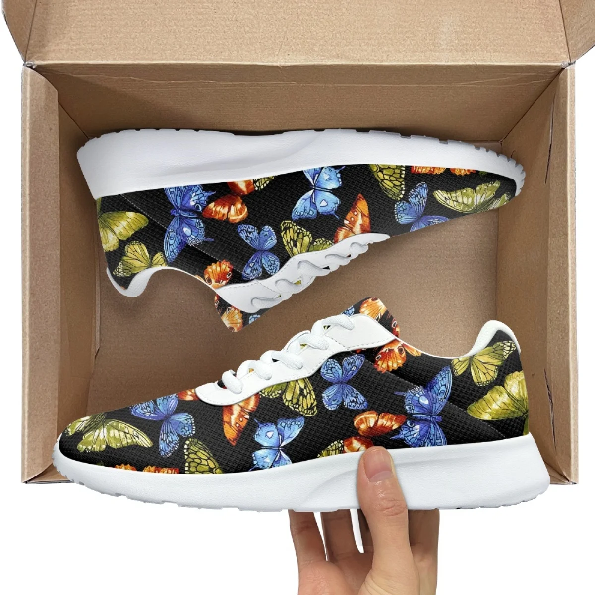 Butterfly Color Print for Women Training Yoga Casual Shoes Cozy Shock Absorbing Non-slip Ladies Sneaker for Outdoor Jogging Shoe