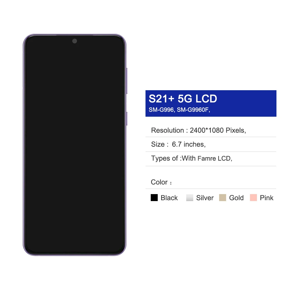 Pantalla Super AMOLED de 6,7 pulgadas para Samsung Galaxy S21 5G, Lcd, G996B, G996B/DS, pantalla táctil Digital, reemplazo + marco