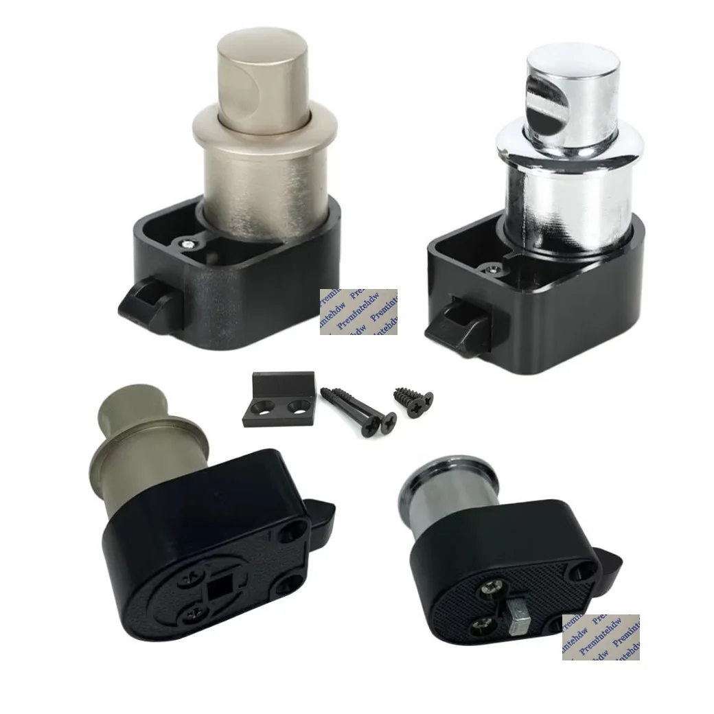2Pcs Keyless Push Button Locking Latch Pup Up Round Knob RV Yacht Drawer Boat Trailer Caravan Cabinet Chrome Pearl Nickel