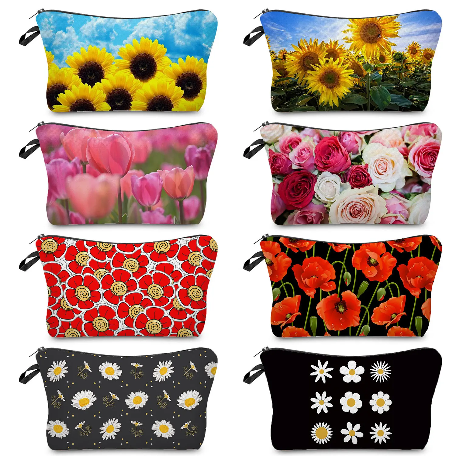 Customizable Colorful Floral Women’s Cosmetic Bag Sunflower 