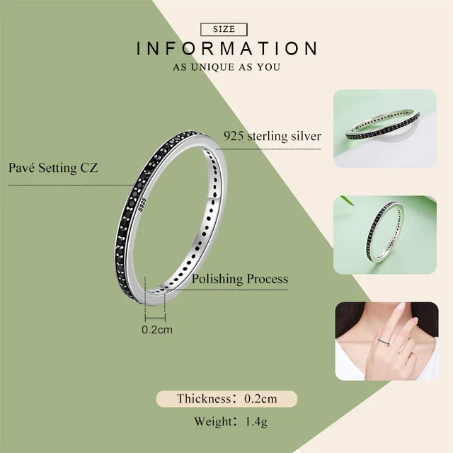 Sterling Silver Black Jewelry | Black Sterling Silver Rings