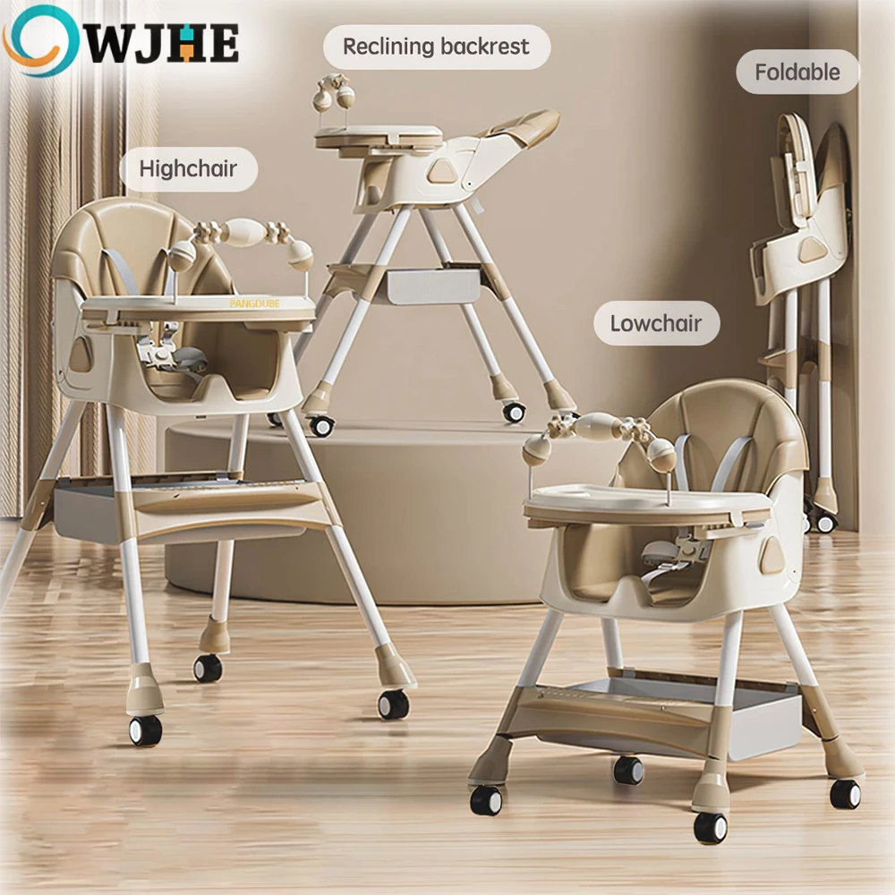OWJHE – siège de bébé pliant multifonctionnel, chaise de repas pour tout-petits, chaise haute pour dîner, chaise d'alimentation pour bébé avec 4 roues