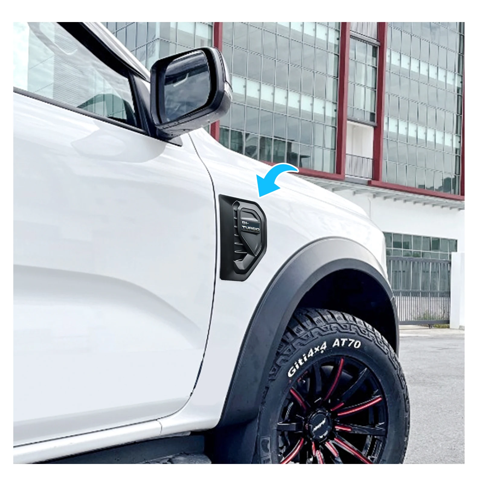 2 Coperture Decorative Per Presa D'Aria Del Cofano In ABS – Compatibili Con Ford Ranger Raptor E WILDTRAK XL XLT XLS T9 2022-2024 – Design A Feritoia, Installazione Facile
