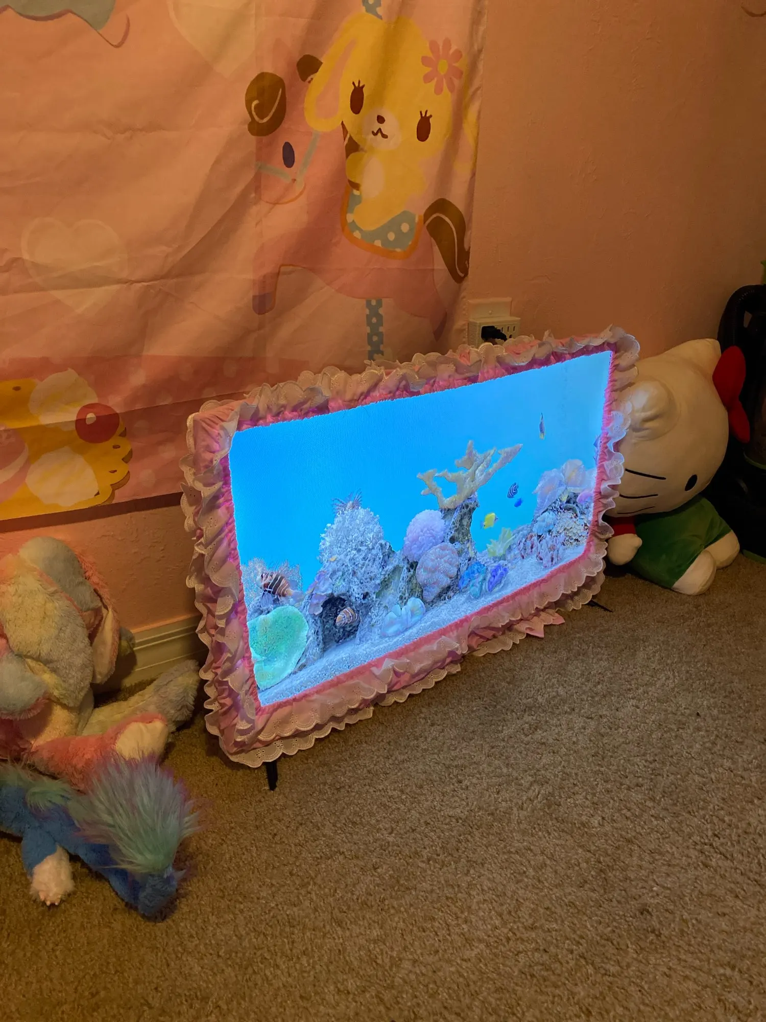 24-48INCHES Fabric TV Circle Power on Without Taking Out Dust Cover Monitor Screen Home Decorations Dust Cover with Elastic photo review