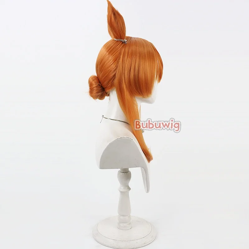 Bubuwig 합성 헤어 마야노 탑건 코스프레 가발 우마 무스메: 프리티 더비 마야노 탑건 40cm 롱 오렌지 가발 내열성