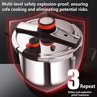 Casserole à pression en acier inoxydable 6L, contrôle de pression en 3 étapes, pot anti-explosion pour cuisinières à gaz et à induction, cuisine à domicile 3