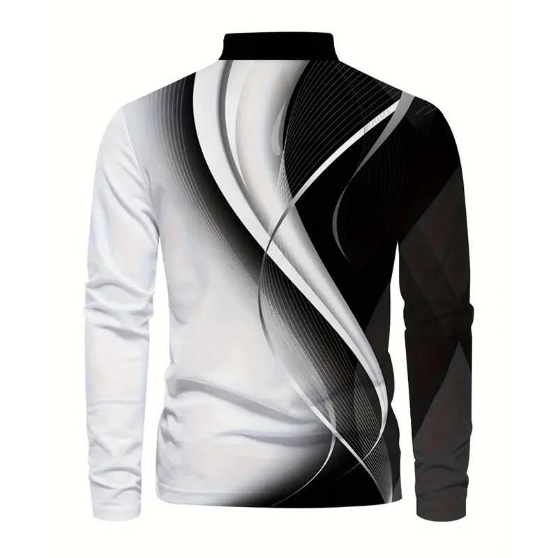 Men's Graphic Polo Shirts Golf Shirt Long Sleeve Polo Shirts Collared Shirts Casual.