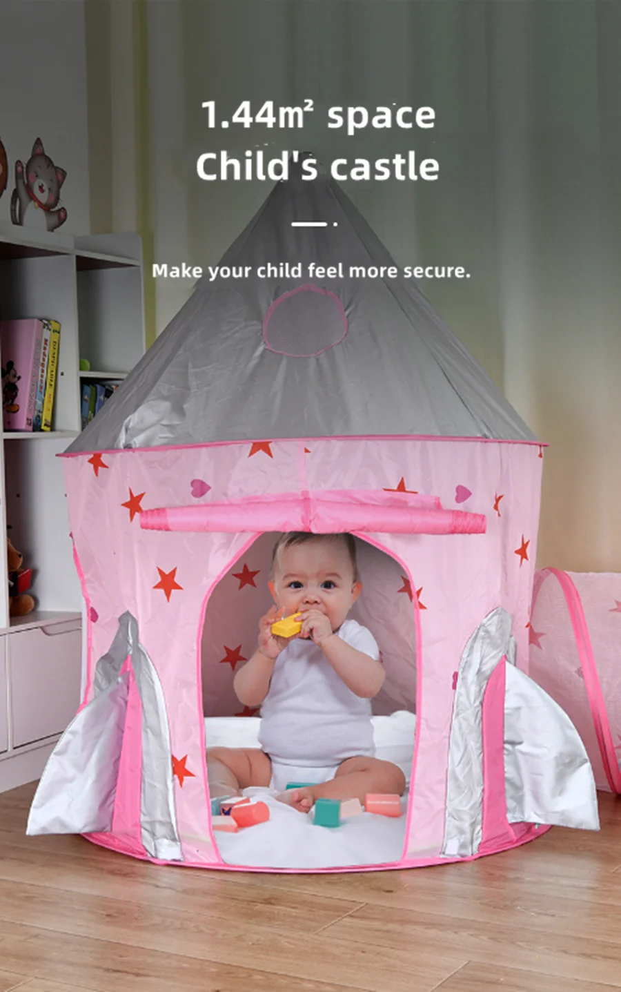 Description Picture 6 of item3 in 1 2Color Children Tent House Toy Ball Portable Tipi Interactive Pit Pool Kids Removable Indoor Outdoor Playhouse Gift Decor