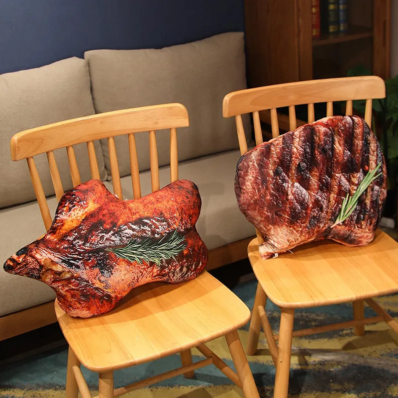 Plush Simulation Food Sausage Chicken Leg Stuffed Pillows Roasted Wing Steak Ribs Funny Soft Cushion Kids Creative Baking Toys plush toys