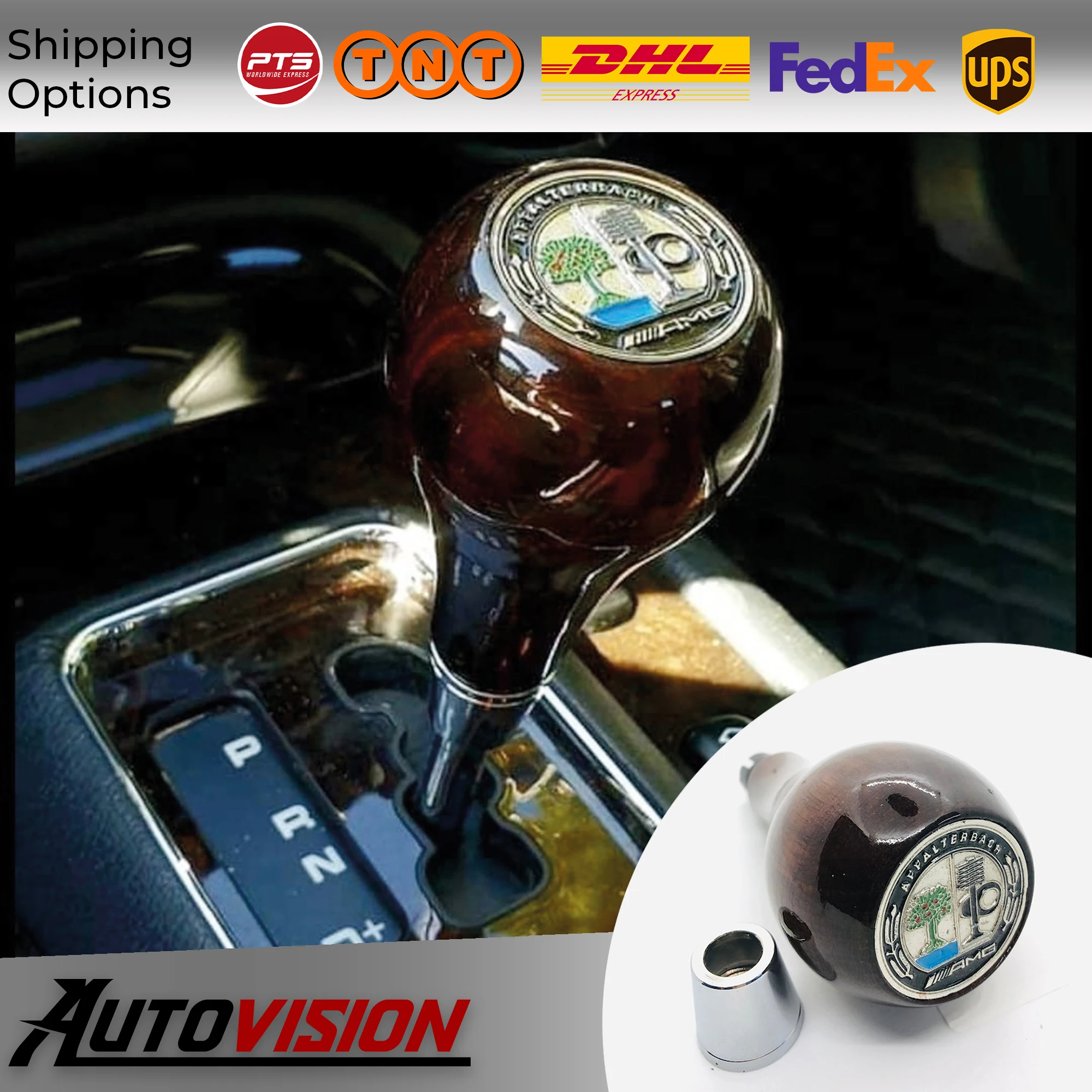 Mercedes Benz Automatic Gear Shift Knob Walnut Wood Eyelet Mahogany