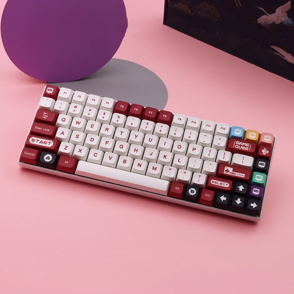 Keycap Teclado Mecânico Keycaps Vermelho e Branco da Máquina Japonês Xda Profile Pbt Sublimação Dye mx Switch Retro 134 Chaves