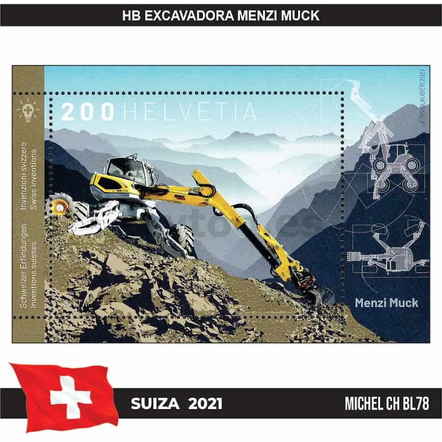 C2291 # Svizzera 2021. Escavatore Hb Menzi Muck (Mnh) Mi # Bl78