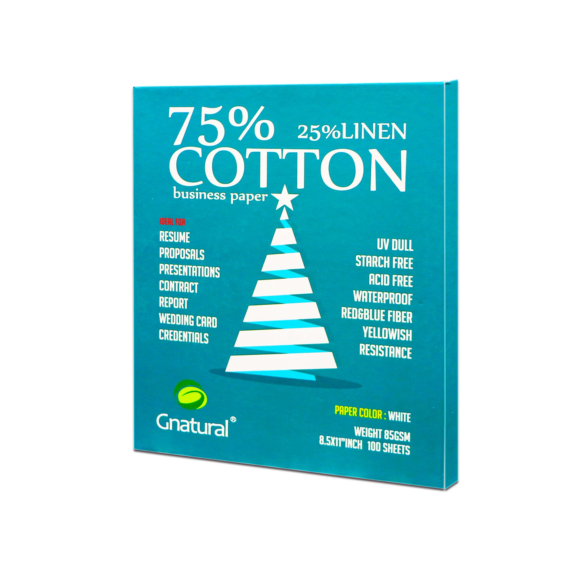 85gsm US 75% cotton 25% linen paper Letter size 216*279mm 100 sheets Cotton Linen Paper