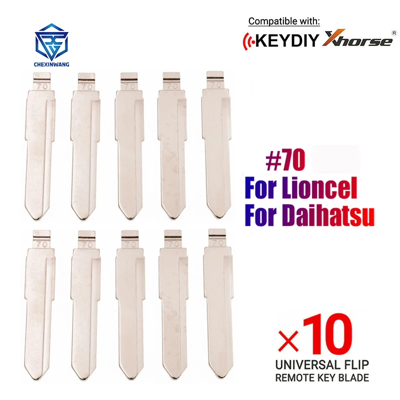 

10Pcs/Lot #70 Uncut Metal Blank Flip KD Remote Key Blade For Xhorse Type for Lioncel for Daihatsu NO. 70 Blade