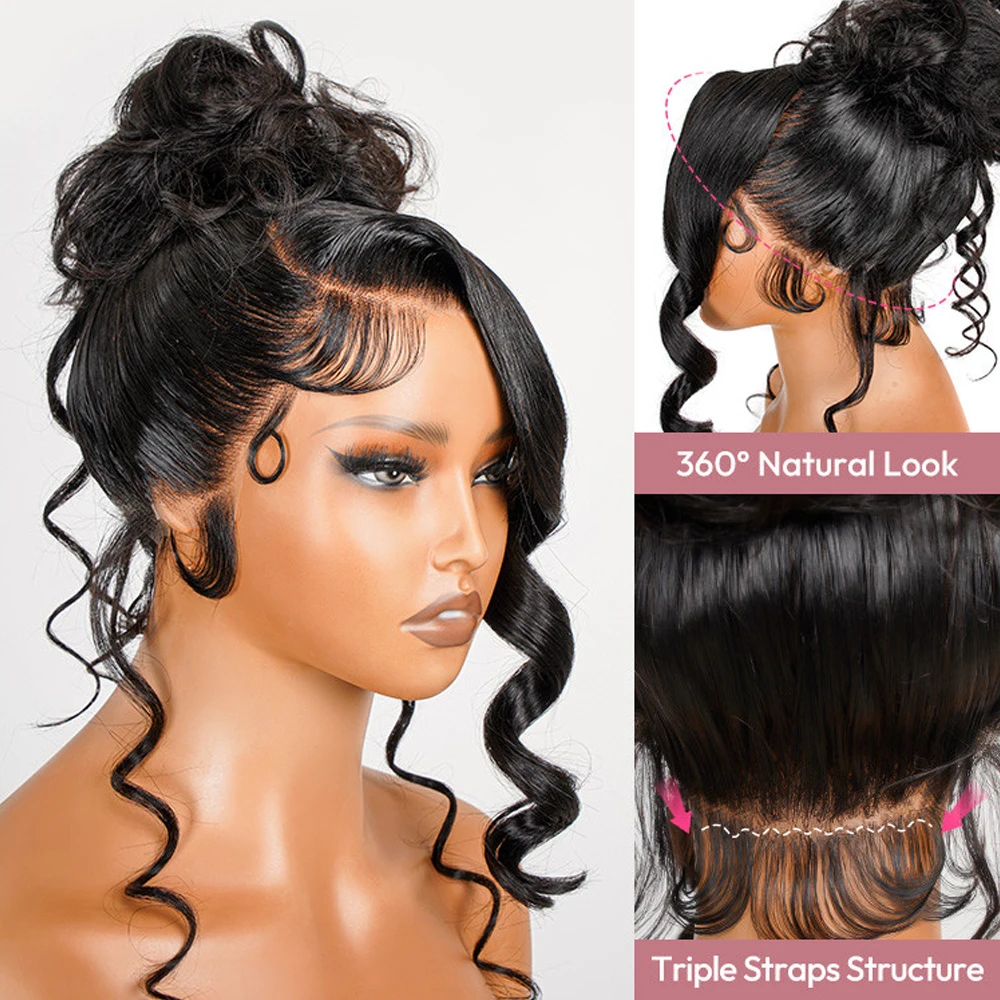 Human Hair Wigs 30 Inch Body Wave 360 Full Glueless Lace Front Wig for Women