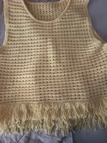 Women's Sleeveless Hollow Tassel Knit Top photo review