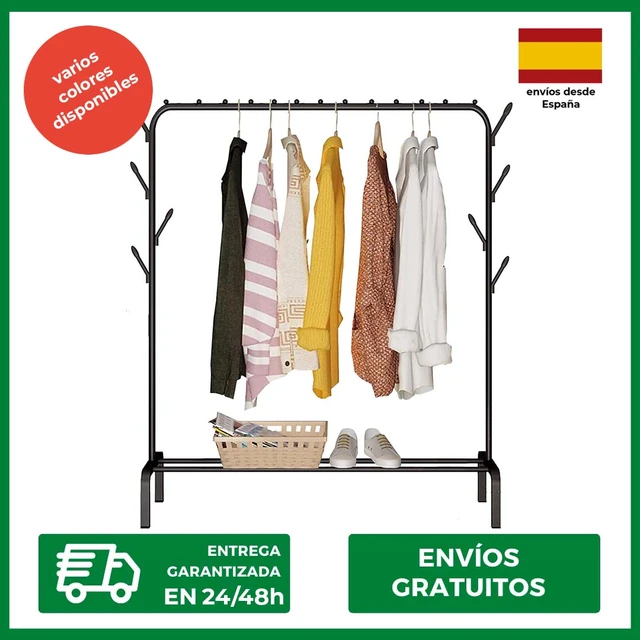 Burro Ropa, Perchero Colgador de Ropa, Vestidor, 118X148X39 cm, Resistente,  Metálico, con Soporte para Zapatos, Edihome