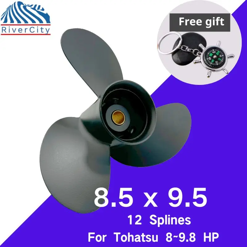 Aluminum Propeller 8.5x9 for Tohatsu 8-9.8HP Outboard 12 Tooth 8 1/2x9
