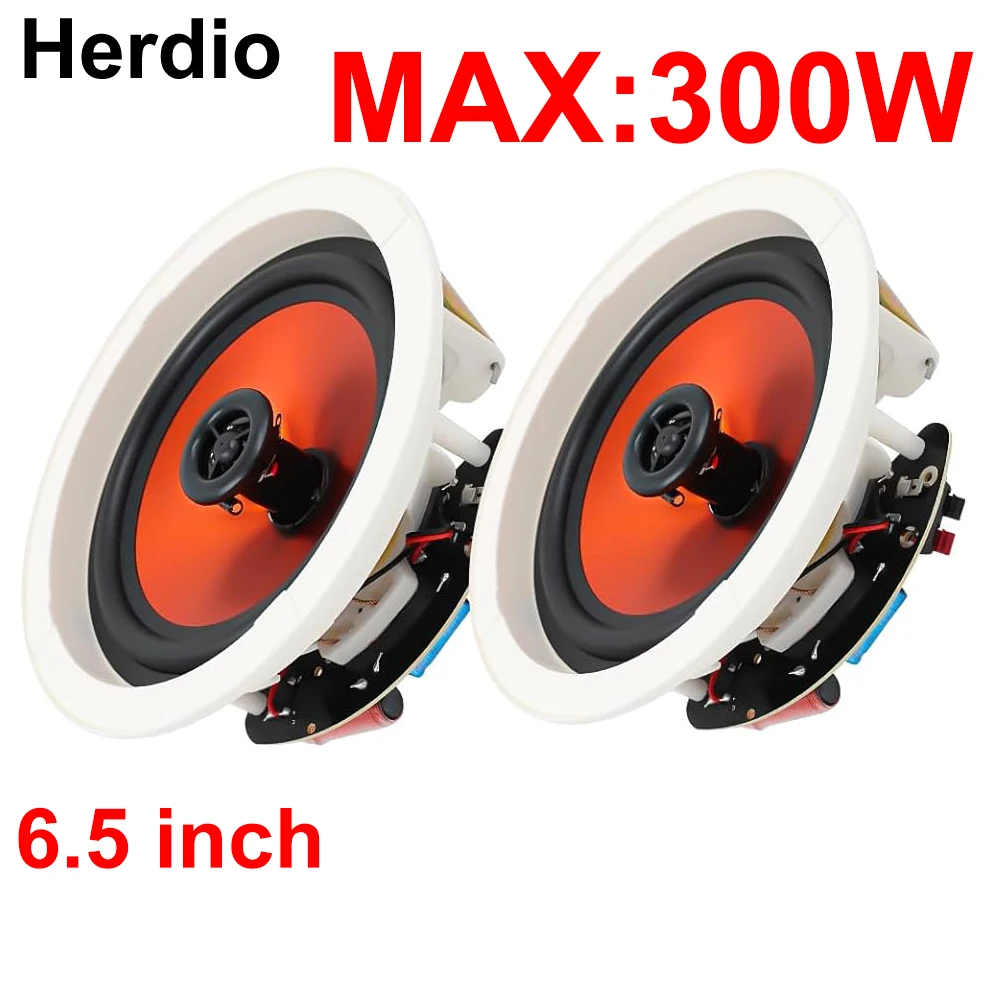 Herdio 6.5인치 300W 플러시 마운트 천장 스피커 2개 패시브 스피커욕실 침..