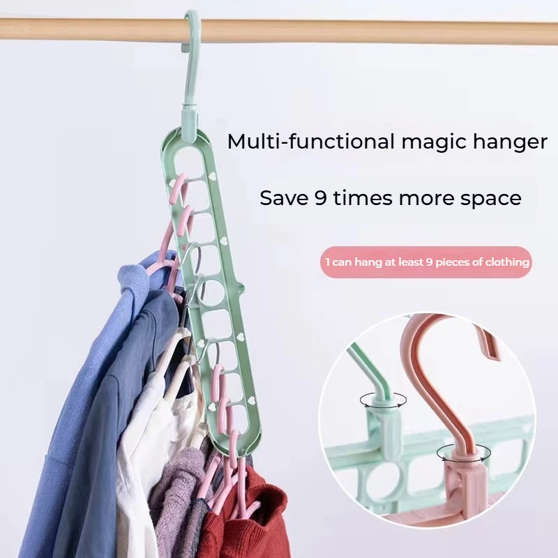 9-hole hanger 360&deg; rotating folding hanger space-saving storage rack clothes and pants storage durable home dormitory