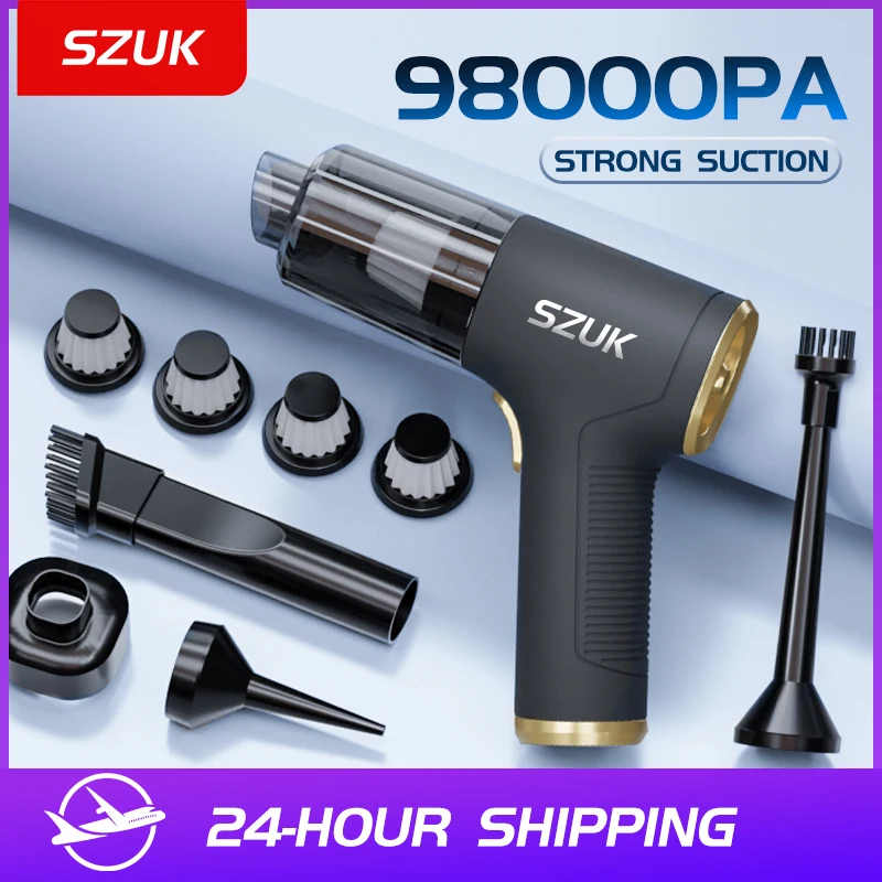 SZUK 98000PA Car Vacuum Cleaner Mini Powerful Cleaning Machine Strong Suction Handheld for Car Portable  Wireless Home Appliance 98000pa car vacuum cleaner mini cleaning machine strong suction usb handheld for car home appliance portable wireless cleaner