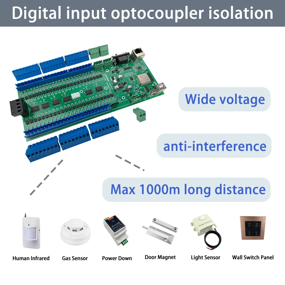 KC868-AI 이더넷 Wifi RS232 RS485 ESP32 입력 모듈 IR RF 433M 지원 ESPhome 홈 어시스턴트 Tasmota DIY