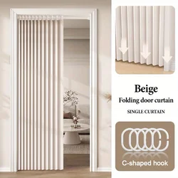 Elegant Folding Privacy Screen with Soft Draped Fabric - 120x200cm (Beige)