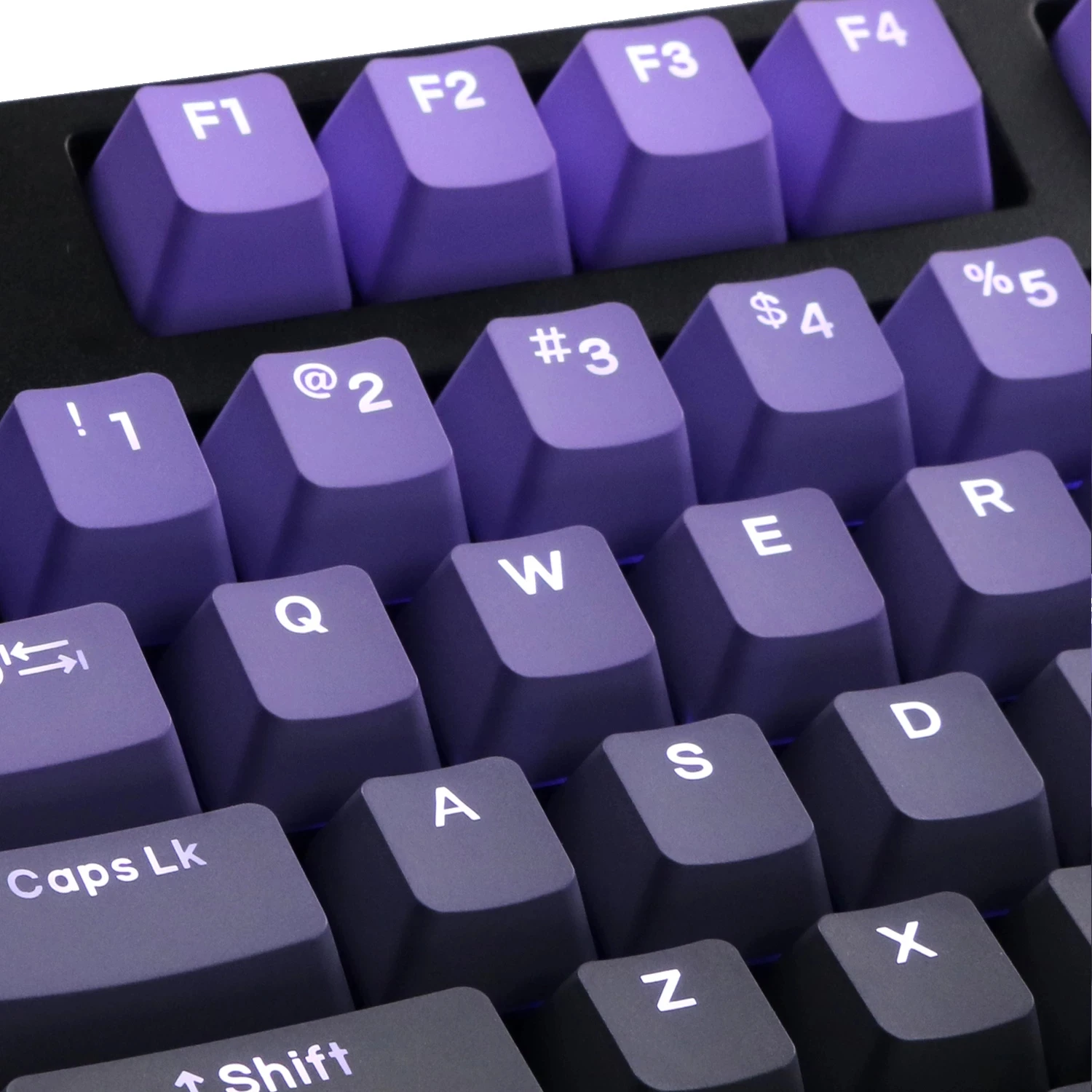 Keycap Teclado Retroiluminado Pbt Top Side Roxo e Preto Gradiente Fade Keycaps Tintura Subbed Perfil Oem 68 84 87 104 - Imagem 6