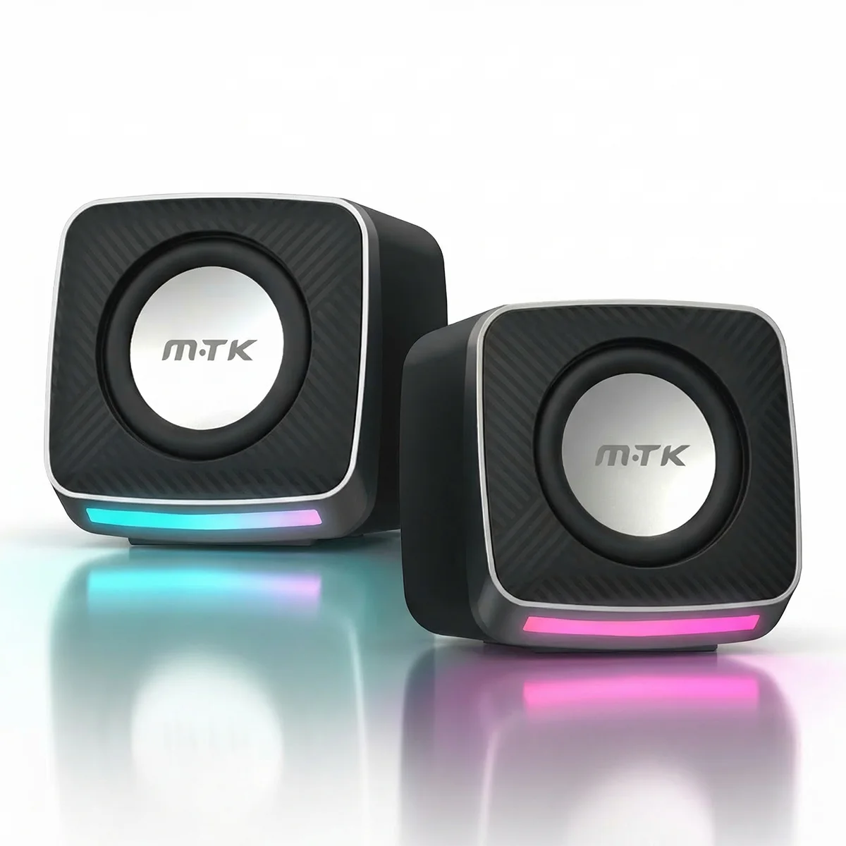 1 Par MTK Altavoces Gaming para PC con Luz RGB Sincronizada por Ritmo, 3Wx2 Sonido Estéreo Hi-Fi, Entrada USB y AUX, Cable de 1.05m, Mini Diseño Compacto – Ideal para Escritorio, Ordenador y Juegos
