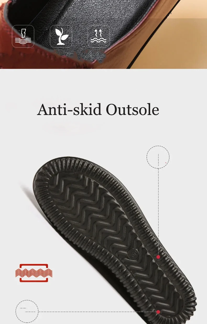 Luxus Bequeme Mama Schuhe frauen Müßiggänger Ballerinas Ältere Frau Echt Leder Mokassins Mom Vintage Schuhe Ohne Absätze – Detail 24