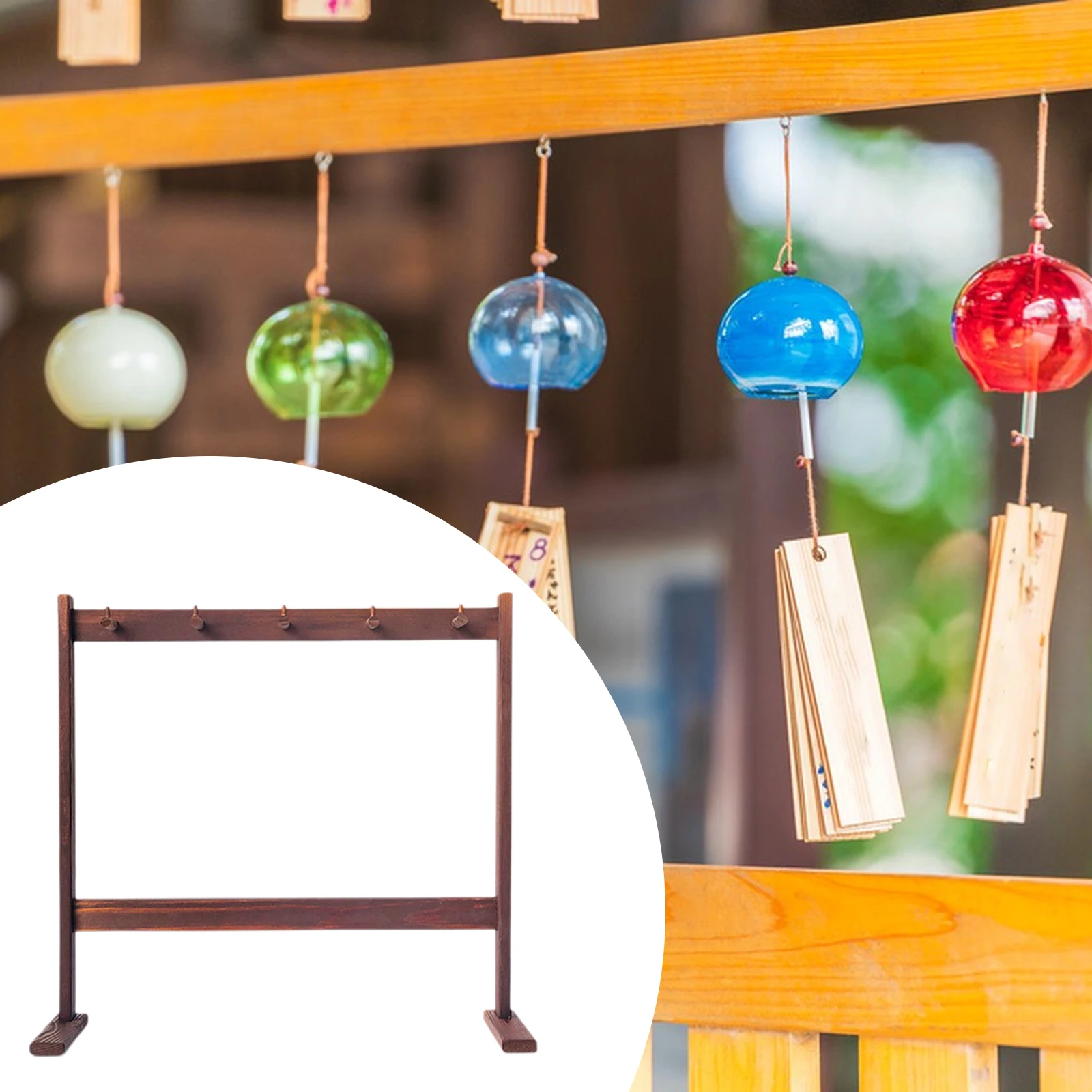 Chime Stand Easy Assembly Wooden Multifunctional Wind Chime Wood Stand Gong for Yoga Tabletop Classroom Bedroom Tea Room wind chime stand