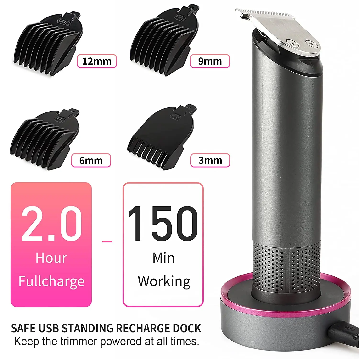 Pritech Rechargeable Hair Clipper and Trimmer for Men and Women,Electric Shaver Razor for Body Beard,Barber Grooming Set 4