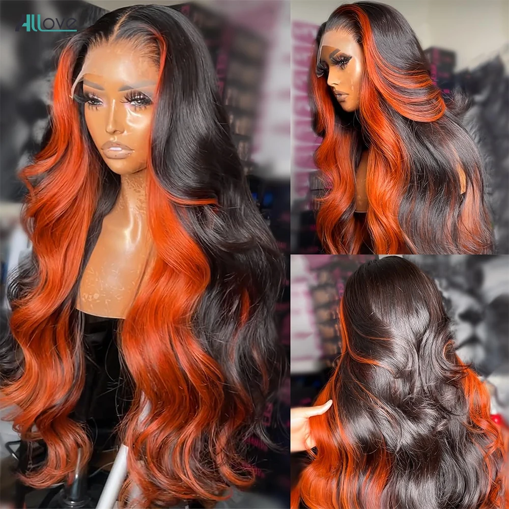 Ginger Lace Front Wigs Human Hair 13x4 HD Glueless Ginger Colored Highlight  Body Wave Wig Pre Plucked Brazilian Wear And Go Wig