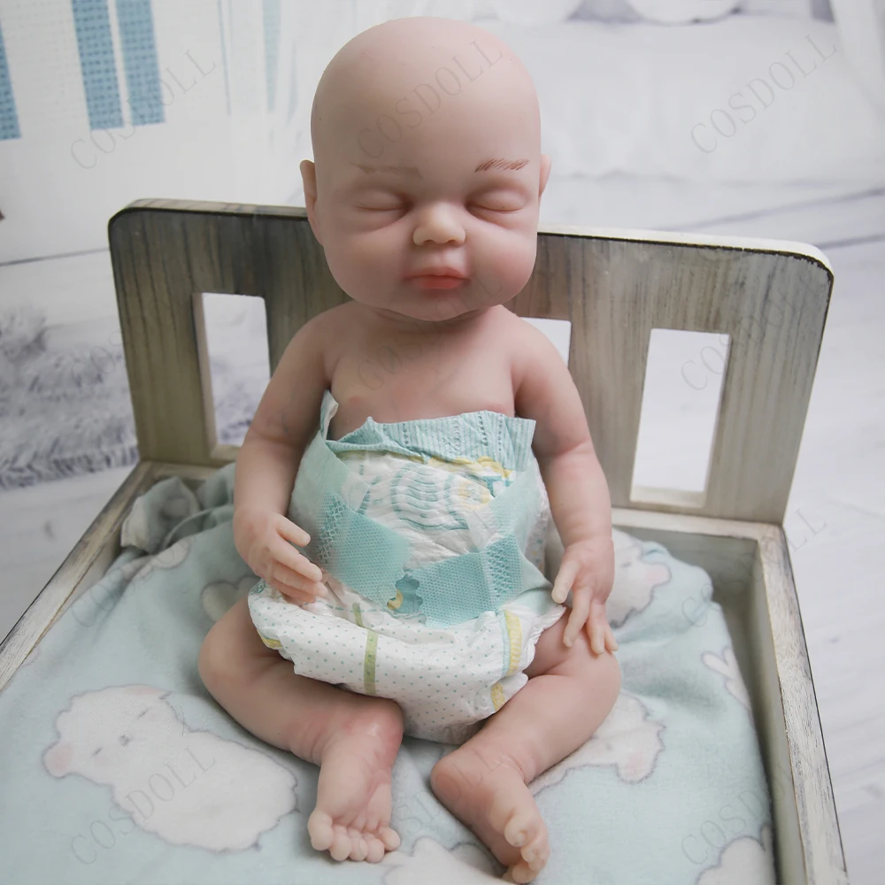 COSDOLL 39cm 1.75kg Full Body Silicone Reborn Dolls Eyes Closed Realistic Newborn Baby Toys for Children Christmas Gift
