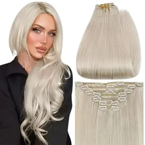 Full Shine Clip In Human Hair Extensions Balayage Ombre Blonde Black Hairpins 7pcs 120g Double Weft 100% Machine Remy For Woman 1000 White Blonde