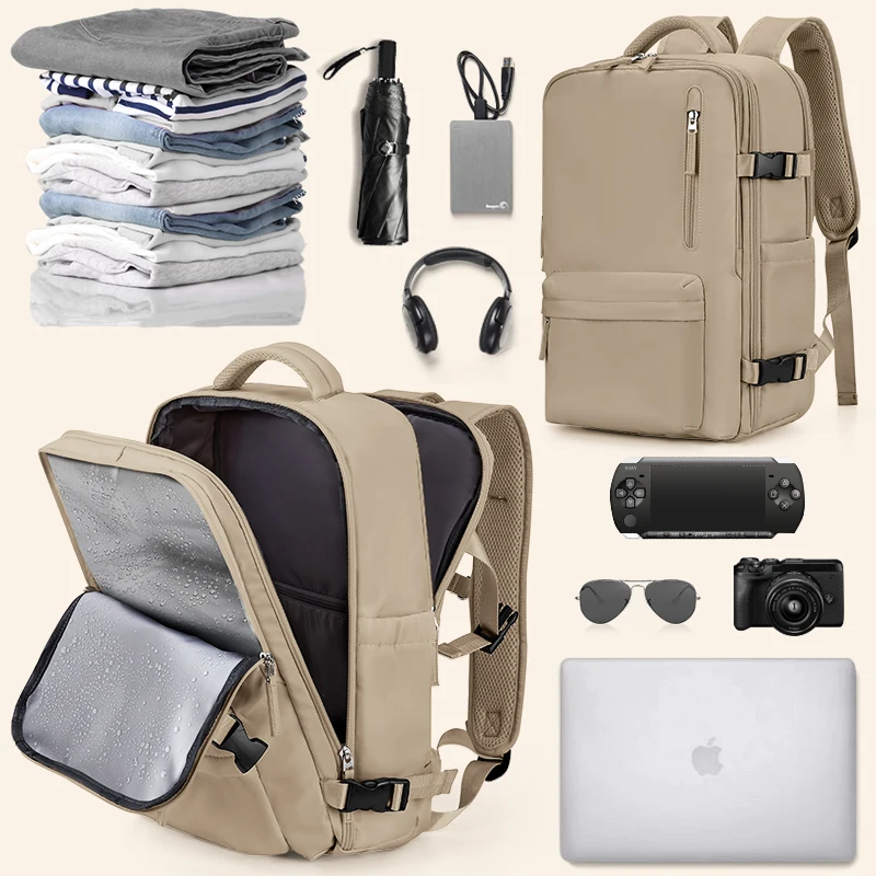 LIGHT FLIGHT Zaino Da Viaggio Donna 30L Approvato Come Bagaglio A Mano - Compartimento Laptop 17'' In Nylon Waterproof, 5 Tasche