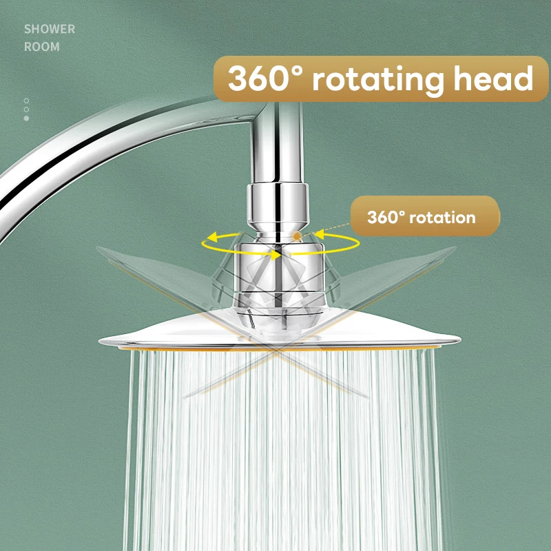 6Inch High Pressure Rainfall Shower Head,Handheld Shower Head 360 Adjustable Bathroom Accessories,Water Saving
