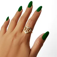 The Cutout Old English Flower Heart Letter Ring Custom Initial Letter Adjustable Ring Personalized A-Z Letter Rings Jewelry Gift 1