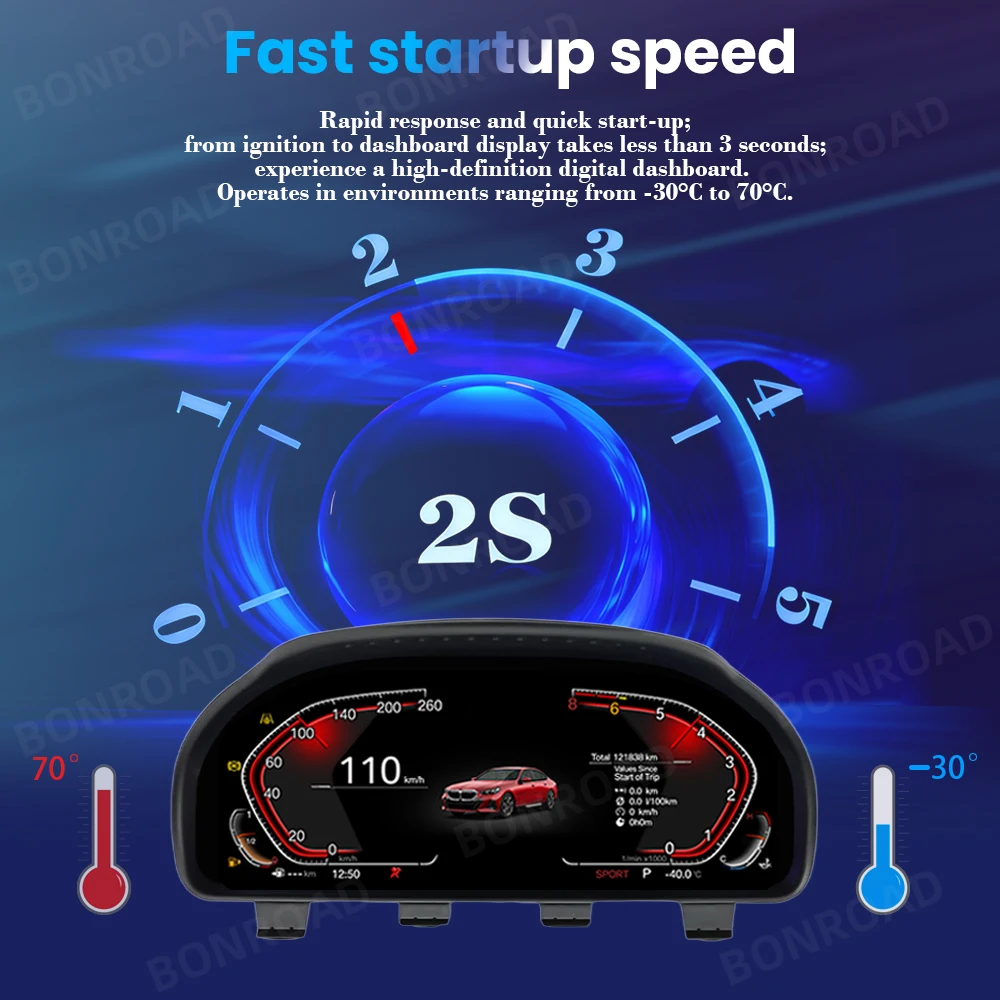 BONROAD LCD grupo de instrumentos digitales CarPlay Android Auto Panel de salpicadero para BMW F10 F11 F18 F12 F13 F01 F02 F25 F26 F15 F16 4