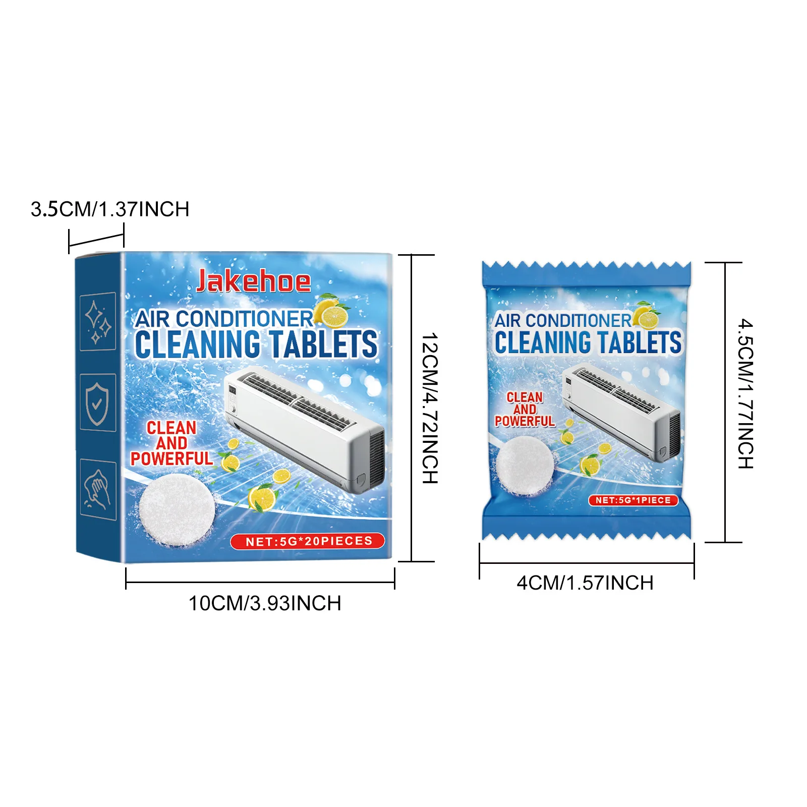 Jakehoe 20pcs Air Conditioner Cleaner Tablets Foam Descaling Condenser Coil Deodorizer Conditioner Maintenance Cleaning Tablets