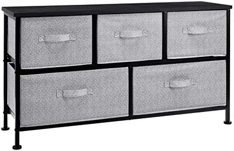 Black Extra Wide Fabric 5 - Drawer Storage Organizer Unit for Closet 6